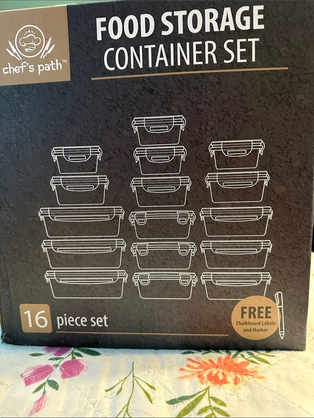 Black Food Storage Container Set - 16 Piece